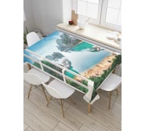 Прямоугольная скатерть JoyArty Окно на берегу из сатена tc_7787_120x145