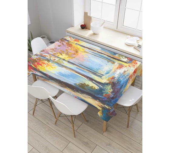 Прямоугольная скатерть JoyArty Лесные коридоры из сатена tc_7112_120x145