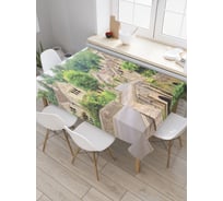 Прямоугольная скатерть JoyArty Лесные домики из сатена tc_20639_120x145