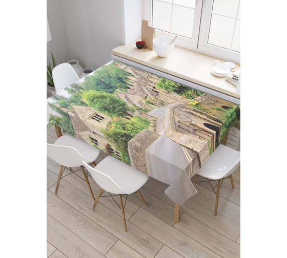 Прямоугольная скатерть JoyArty Лесные домики из сатена tc_20639_120x145