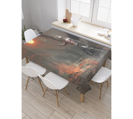 Прямоугольная скатерть JoyArty Лунный воин из сатена tc_19129_120x145 1