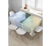 Прямоугольная скатерть JoyArty Окно к островам из сатена tc_5172_120x145