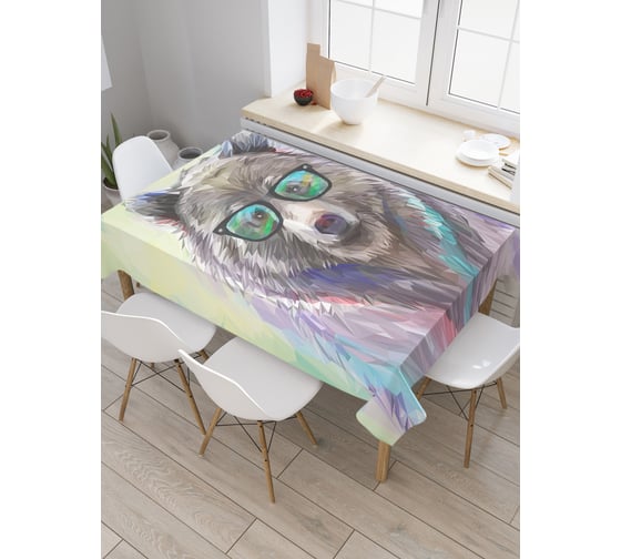 Прямоугольная скатерть JoyArty Медведь в очках из сатена tc_7449_120x145 1