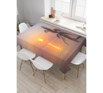 Прямоугольная скатерть JoyArty Пальма на закате из сатена tc_18995_120x145