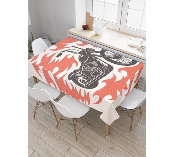 Прямоугольная скатерть JoyArty Огненный мотоцикл из сатена tc_28142_120x145 1