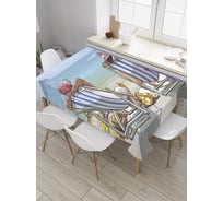 Прямоугольная скатерть JoyArty Пара на шезлонгах у моря из сатена tc_27712_120x145