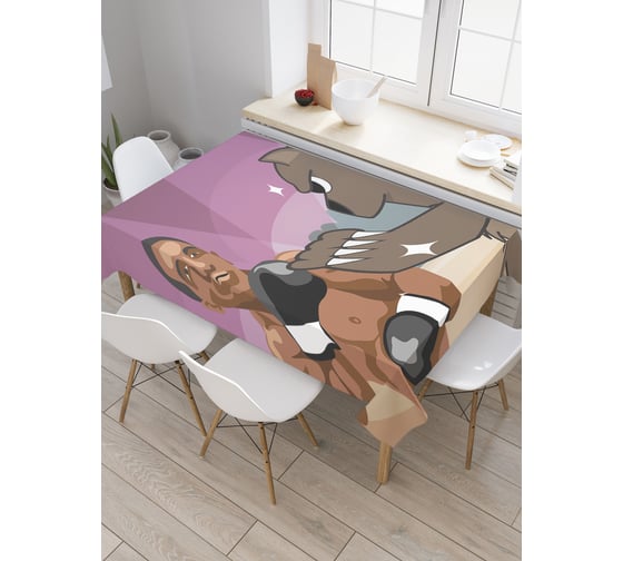 Прямоугольная скатерть JoyArty Медведь боксер из сатена tc_5384_120x145 1