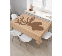 Прямоугольная скатерть JoyArty Лось на фоне деревянных досок из сатена tc_5525_120x145