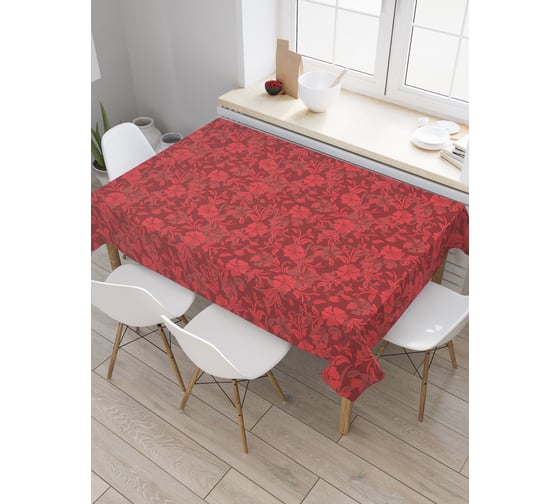 Прямоугольная скатерть JoyArty Красные цветы из сатена tc_30689_120x145 1