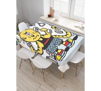 Прямоугольная скатерть JoyArty Кот на тренировке из сатена tc_36979_120x145