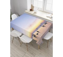 Прямоугольная скатерть JoyArty Лодки в ожидании из сатена tc_32989_120x145