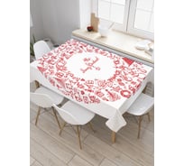 Прямоугольная скатерть JoyArty Новогодний круг из сатена tc_20280_120x145