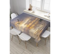 Прямоугольная скатерть JoyArty Одинокая лодка в море из сатена tc_31204_120x145