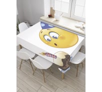 Прямоугольная скатерть JoyArty Колобок дует из сатена tc_34451_120x145