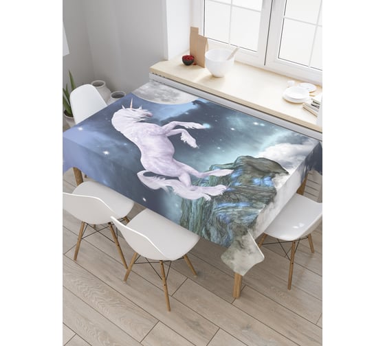 Прямоугольная скатерть JoyArty Лунный единорог из сатена tc_19512_120x145 1