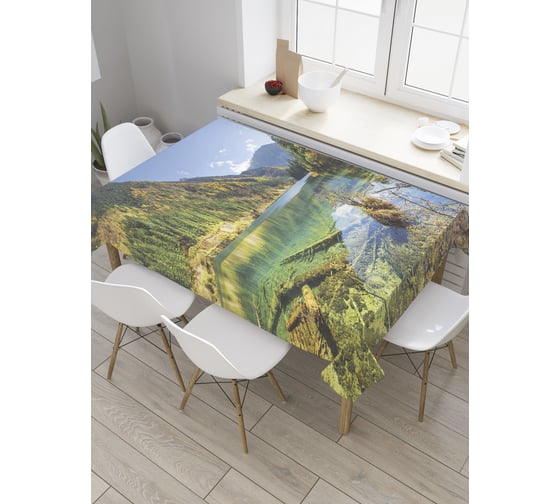 Прямоугольная скатерть JoyArty Осень в горах из сатена tc_32495_120x145