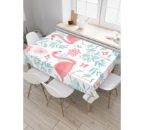 Прямоугольная скатерть JoyArty Осторожные фламинго из сатена tc_5859_120x145