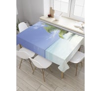 Прямоугольная скатерть JoyArty Пальма над морем из сатена tc_31542_120x145