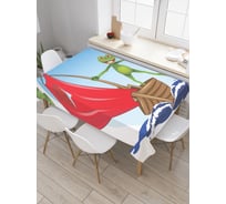 Прямоугольная скатерть JoyArty Лягушка на паруснике из сатена tc_30047_120x145