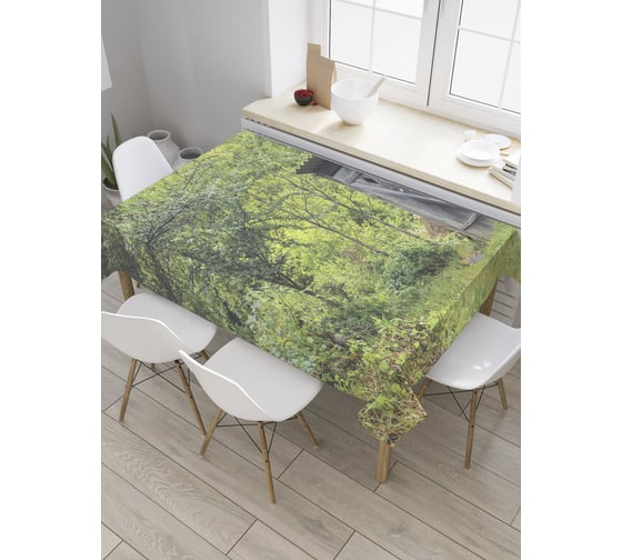 Прямоугольная скатерть JoyArty Одинокое строение в лесу из сатена tc_35216_120x145 1