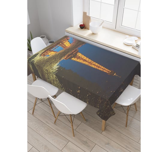 Прямоугольная скатерть JoyArty Отражение эйфелевой башни из сатена tc_4133_120x145 1