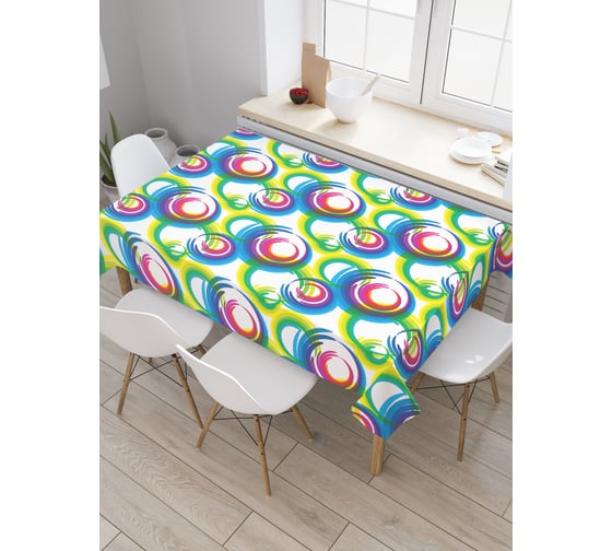Прямоугольная скатерть JoyArty Кольцевые сферы из сатена tc_31009_120x145 1