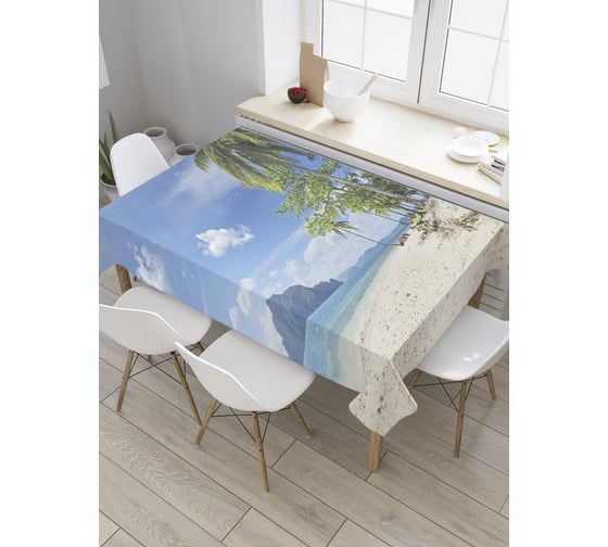 Прямоугольная скатерть JoyArty Пальмы на островах из сатена tc_28079_120x145 1