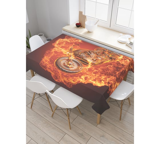 Прямоугольная скатерть JoyArty Огненный мотоцикл из сатена tc_9926_120x145 1