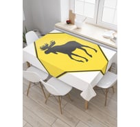 Прямоугольная скатерть JoyArty Лось на знаке из сатена tc_23357_120x145