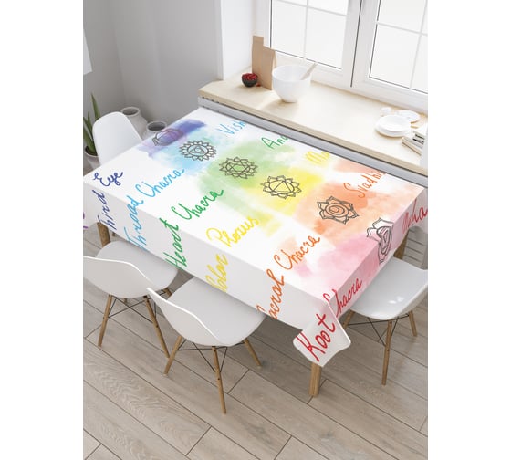 Прямоугольная скатерть JoyArty Основные чакры из сатена tc_18752_120x145 1