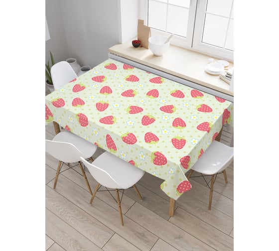 Прямоугольная скатерть JoyArty Клубничные сердца из сатена tc_47774_120x145 1