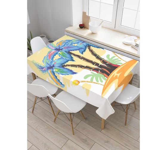 Прямоугольная скатерть JoyArty Пальмовое веселье из сатена tc_19470_120x145 1