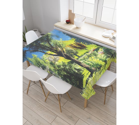 Прямоугольная скатерть JoyArty Летний пейзаж из сатена tc_32323_120x145