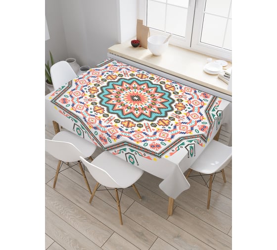 Прямоугольная скатерть JoyArty Острая мандала из сатена tc_26713_120x145 1