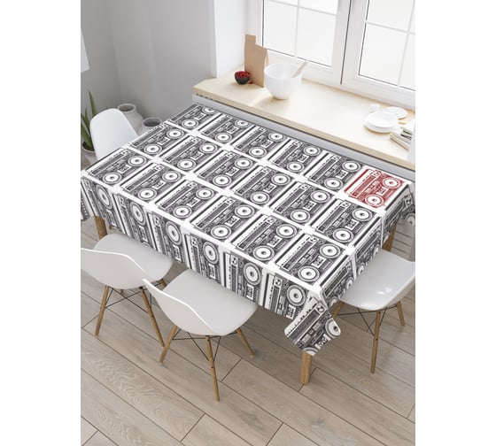Прямоугольная скатерть JoyArty Мир магнитофонов из сатена tc_9773_120x145 1