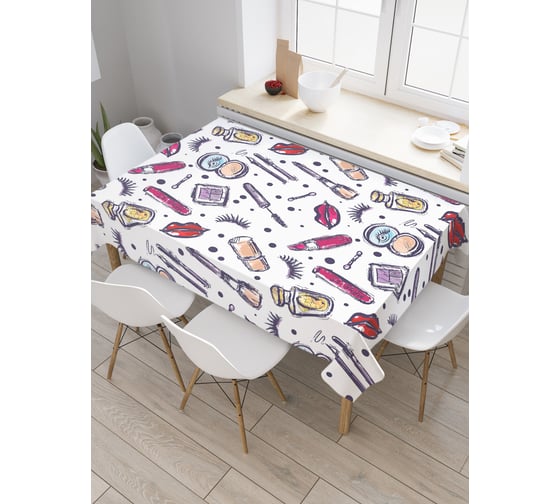 Прямоугольная скатерть JoyArty Мир косметички из сатена tc_21063_120x145 1