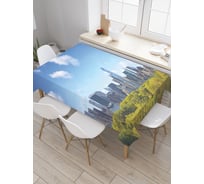 Прямоугольная скатерть JoyArty Облака над городом из сатена tc_38511_120x145