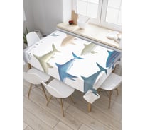 Прямоугольная скатерть JoyArty Парад акул из сатена tc_19826_120x145