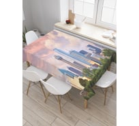 Прямоугольная скатерть JoyArty Облака над городом из сатена tc_36809_120x145