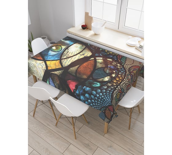 Прямоугольная скатерть JoyArty Красочный витраж из сатена tc_21403_120x145 1
