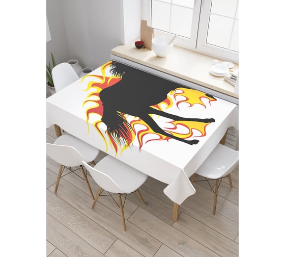 Прямоугольная скатерть JoyArty Огненный мустанг из сатена tc_29118_120x145 1