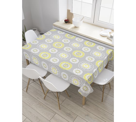 Прямоугольная скатерть JoyArty Круглые цветы из сатена tc_34690_120x145 1