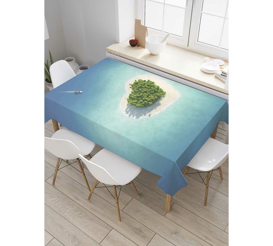 Прямоугольная скатерть JoyArty Остров любви из сатена tc_91946_120x145