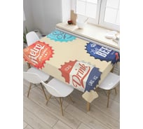 Прямоугольная скатерть JoyArty Коллекционные бутылочные крышки из сатена tc_9674_120x145