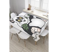 Прямоугольная скатерть JoyArty Панда с бамбуком из сатена tc_27867_120x145
