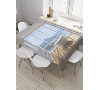 Прямоугольная скатерть JoyArty Кресло на веранде из сатена tc_34846_120x145