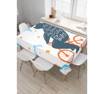 Прямоугольная скатерть JoyArty Медведь на велосипеде из сатена tc_32427_120x145