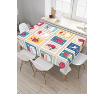 Прямоугольная скатерть JoyArty Новогодние марки из сатена tc_21469_120x145