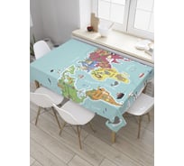 Прямоугольная скатерть JoyArty Мировая карта животных из сатена tc_9055_120x145