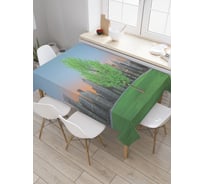Прямоугольная скатерть JoyArty Одинокая береза из сатена tc_30992_120x145